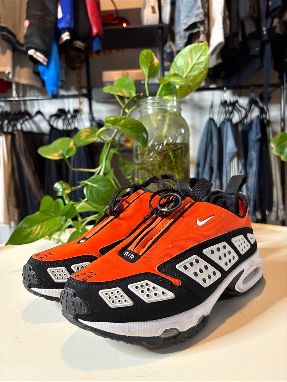 Nike Kids Orange and Black Athletic Slip-On Sneakers